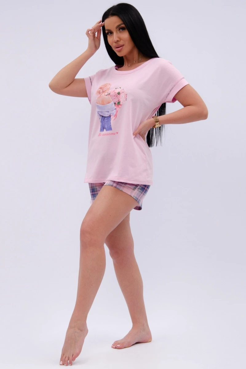 Пижама с шортами Пионы (розовый)