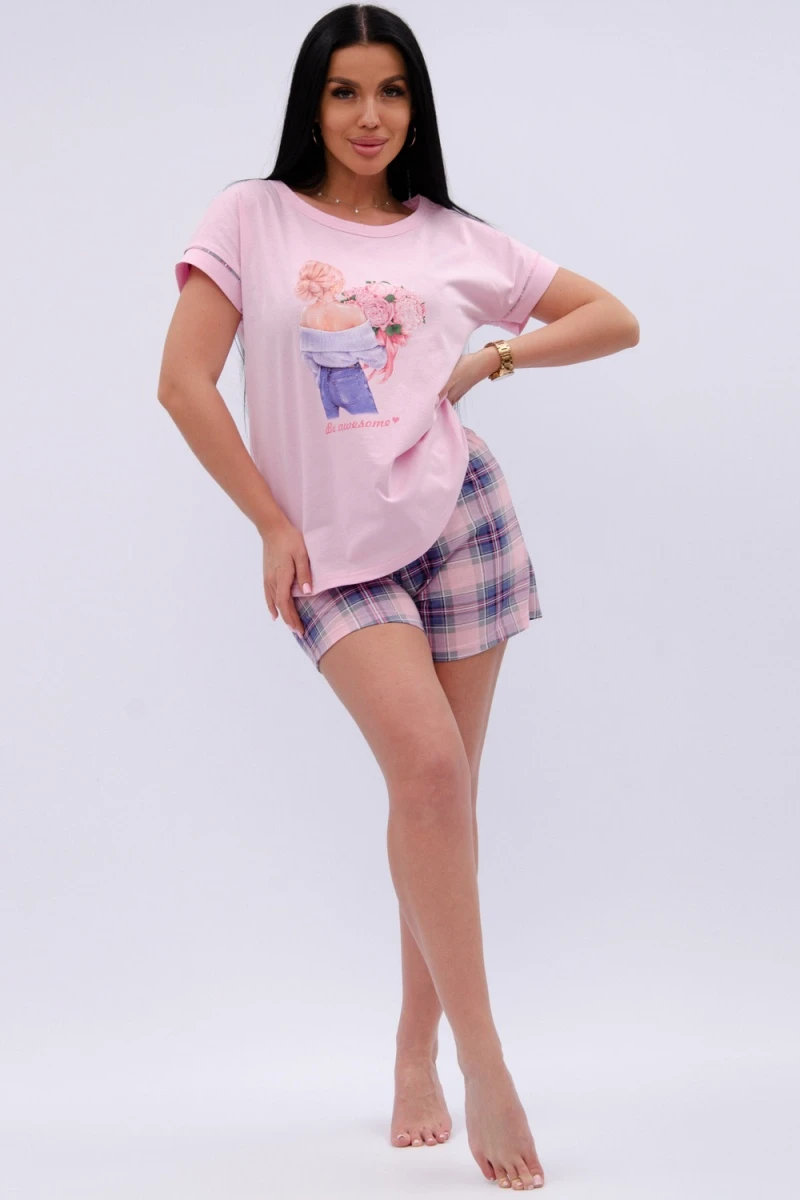 Пижама с шортами Пионы (розовый)