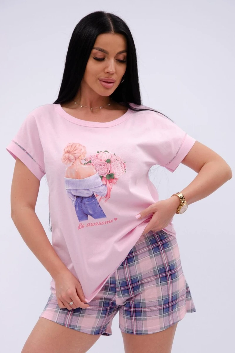 Пижама с шортами Пионы (розовый)