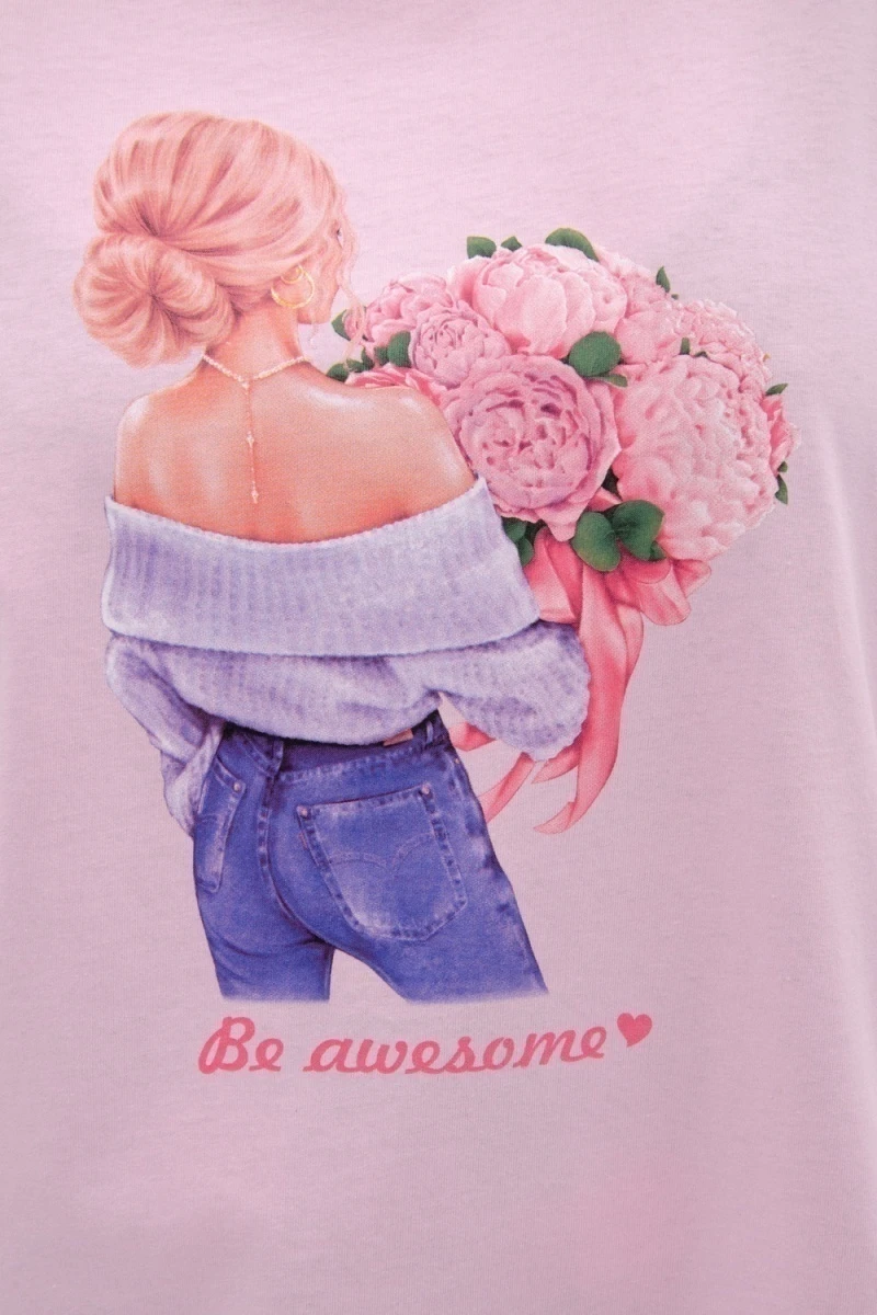 Пижама с брюками Букет (розовый)