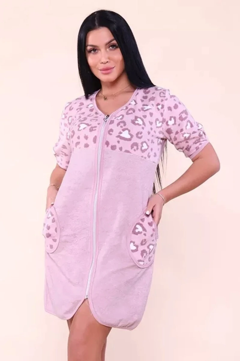 Халат 503 махровый Лео (сухая роза)