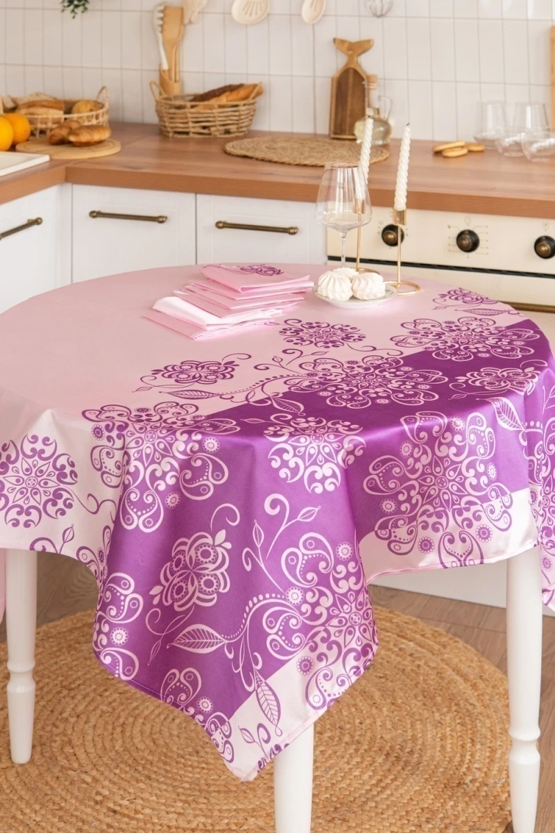 Розовый фламинго Скатерть +салфетка 30*30(6шт) трикот (в ассортименте)