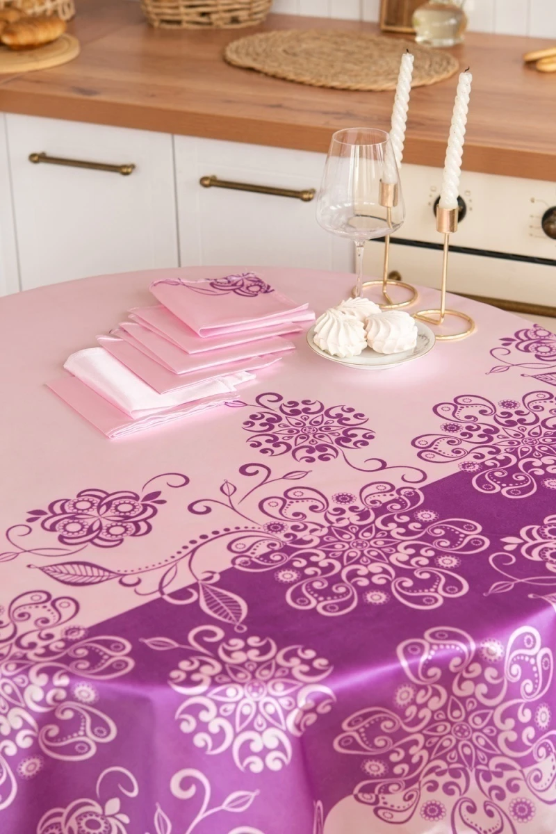 Розовый фламинго Скатерть +салфетка 30*30(6шт) трикот (в ассортименте)