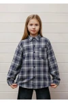 Детская рубашка подростковая синяя (синий)