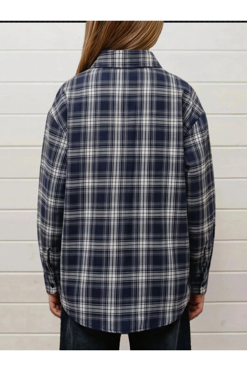 Детская рубашка подростковая синяя (синий)