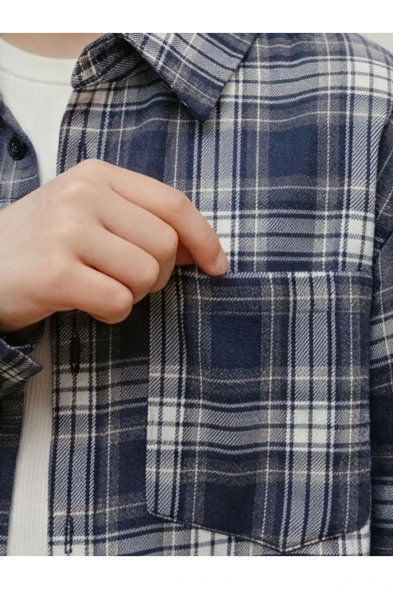 Детская рубашка подростковая синяя (синий)