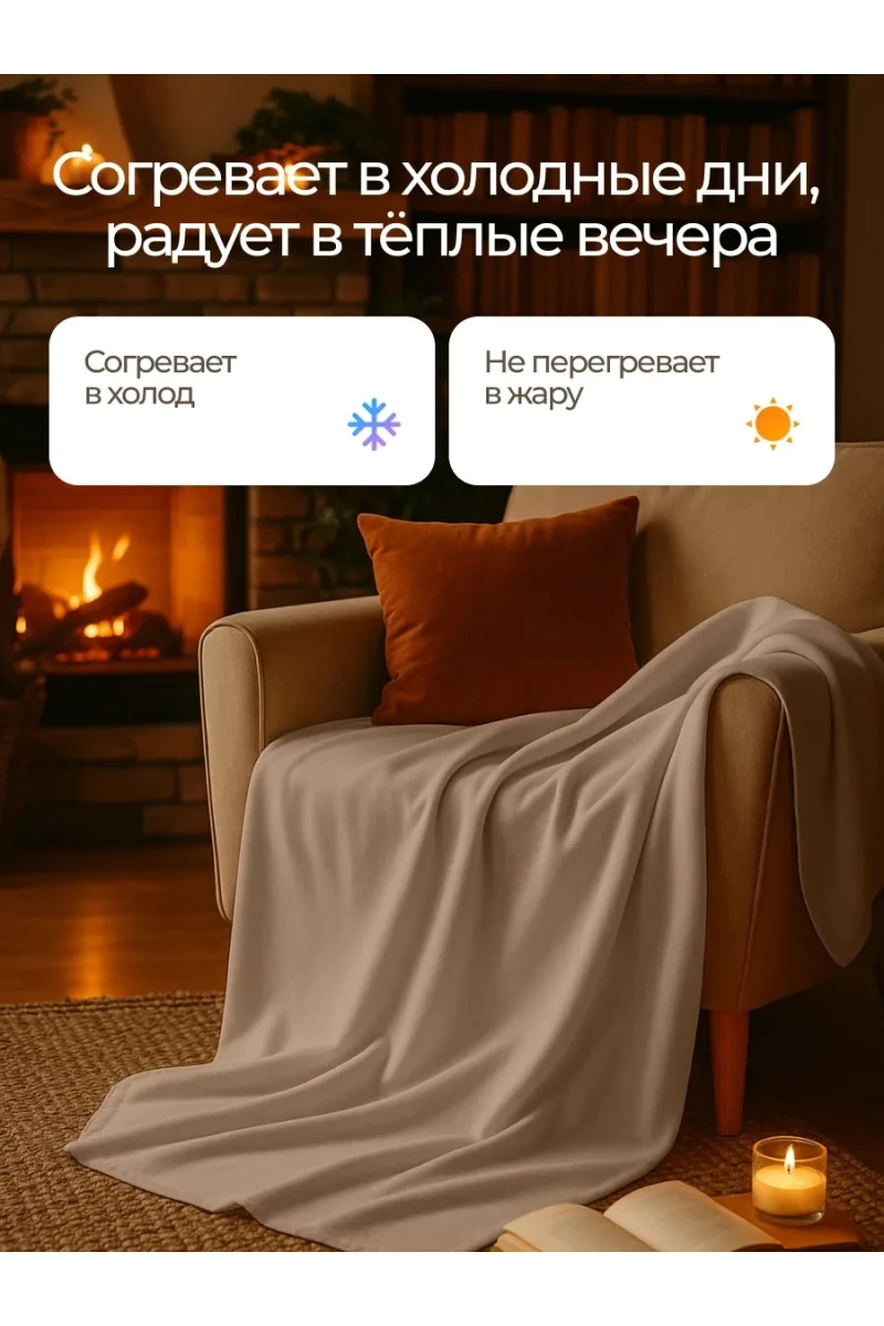 Плед Флисовый бежевый 100% полиэстер, плотность 160 г/м2 (в ассортименте)