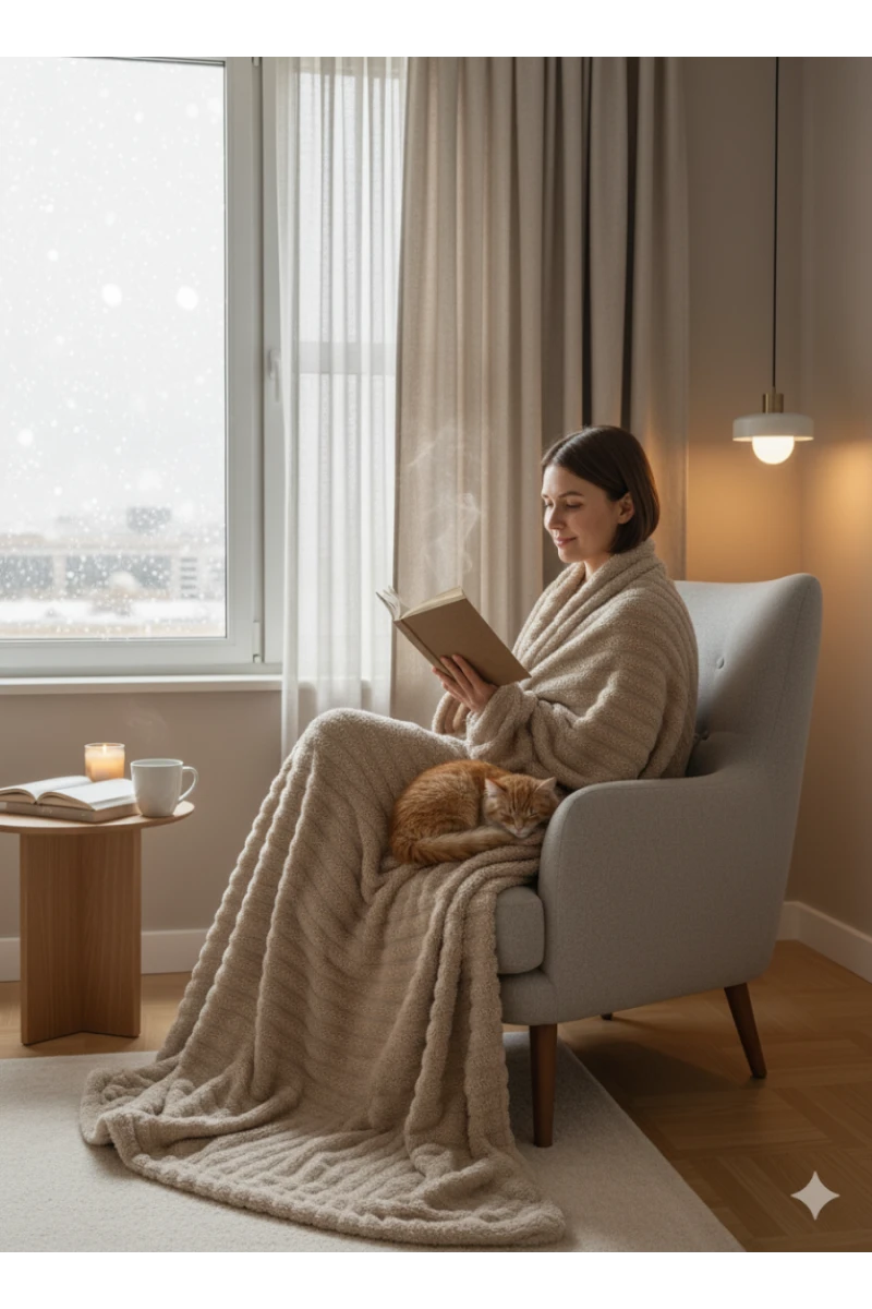 Плед Велсофт, плотность 220 г/м2, Pehmea Satu бежевый (в ассортименте)