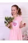 Платье Земляника кор. рукав (розовый)