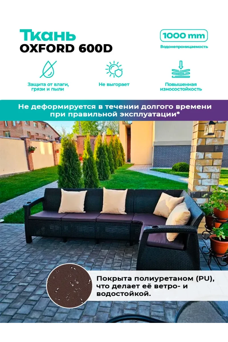 Подушка для садовой мебели, стула и кресла PO 53х50 см, пенополиуретан, термоватин, Оксфорд 600д (серый)