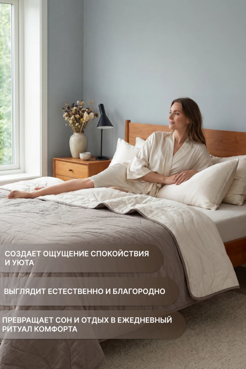 Покрывало стеганое двустороннее Сoconut коричневый/бежевый (в ассортименте)