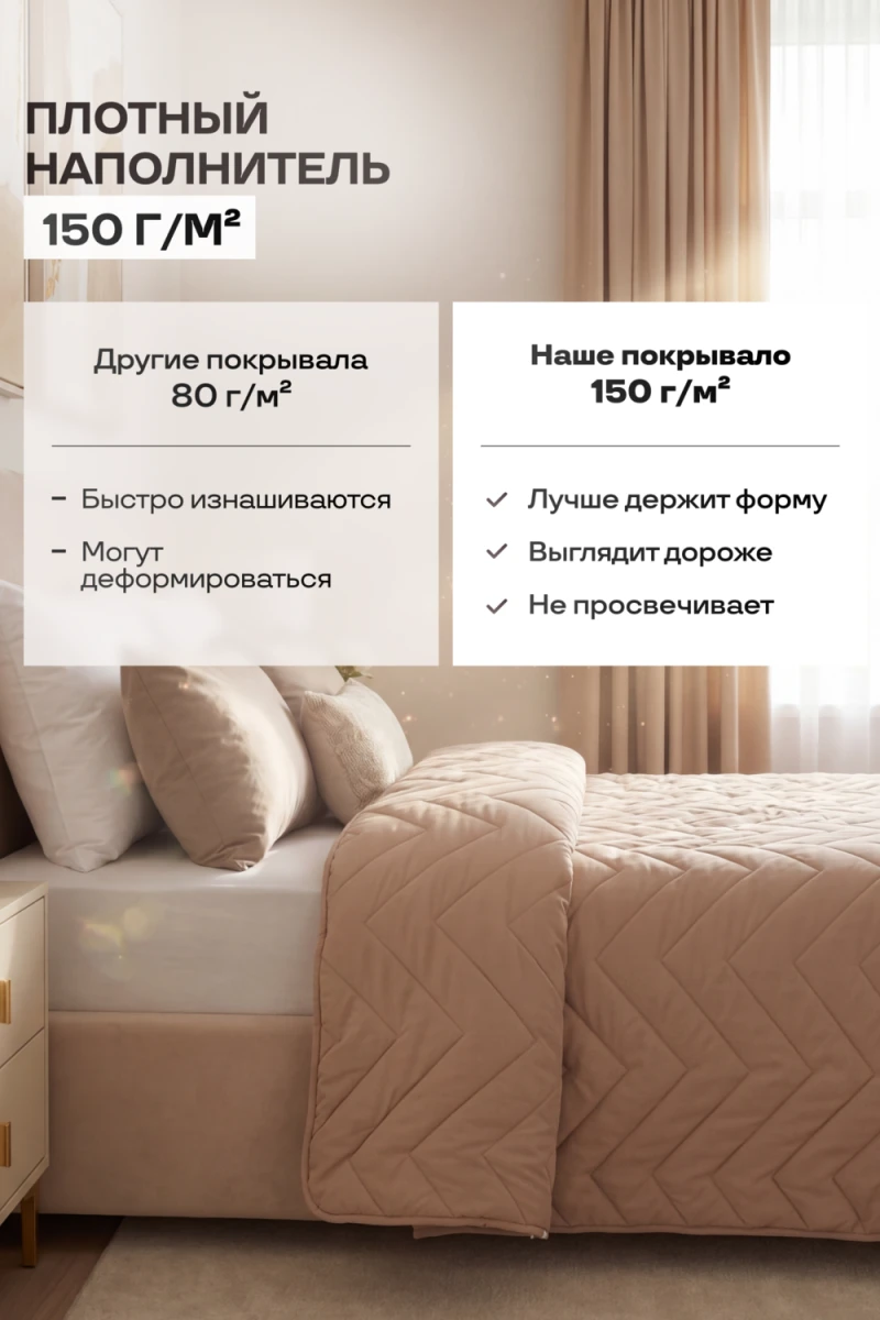 Покрывало стеганое Теплый песок бежевое (в ассортименте)