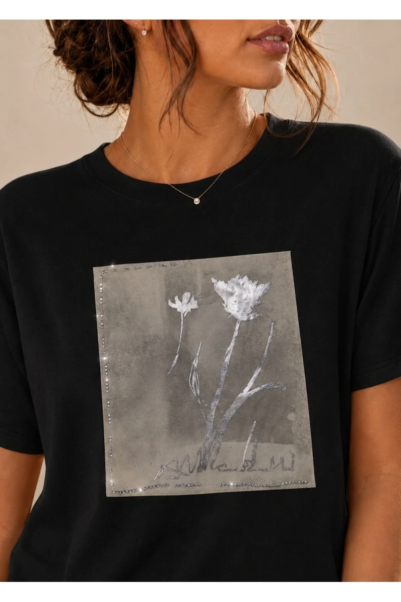 Футболка Нарядная Silver Bloom арт. 3092 (черный)