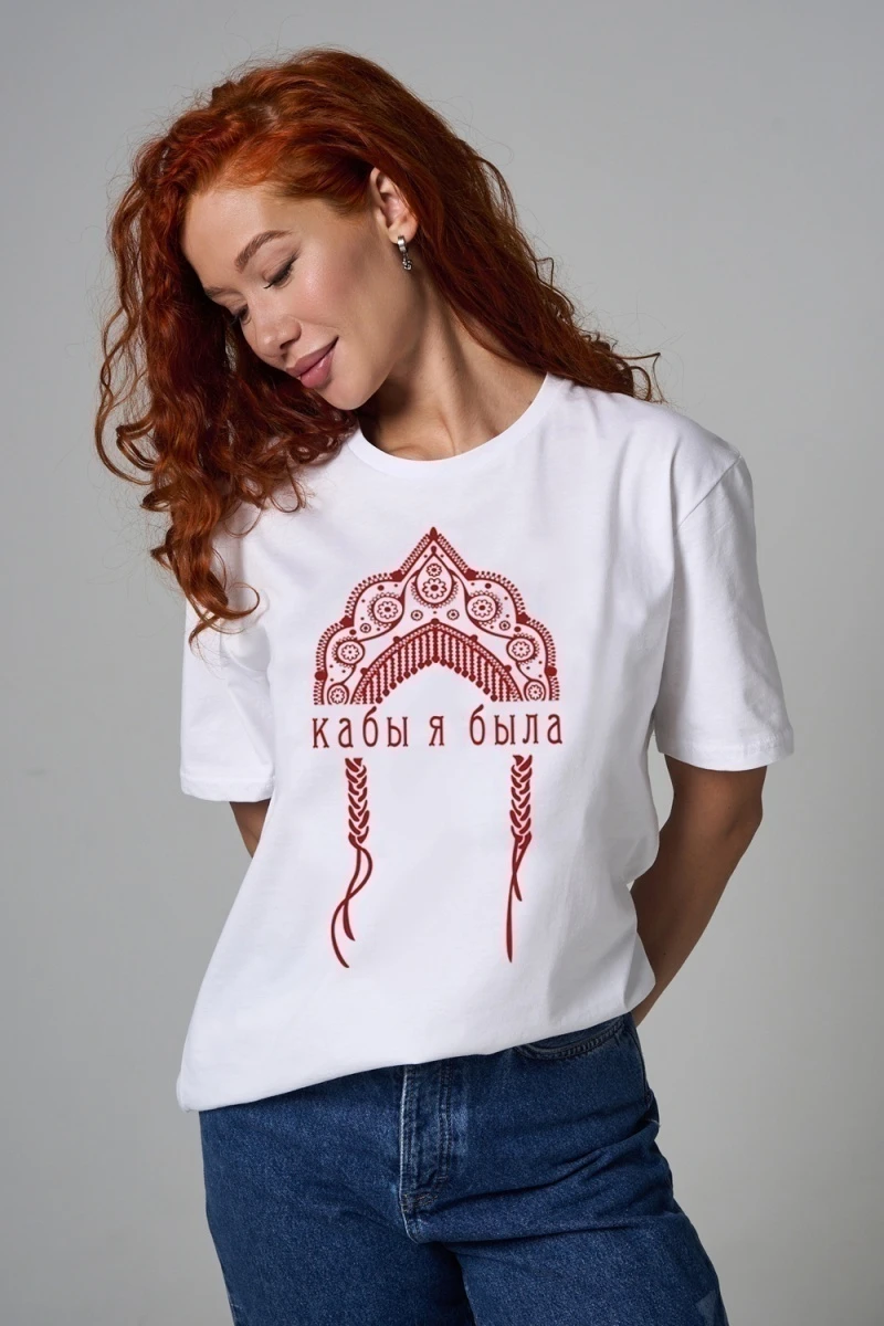 Футболка 8584 (белый+красный кокошник)
