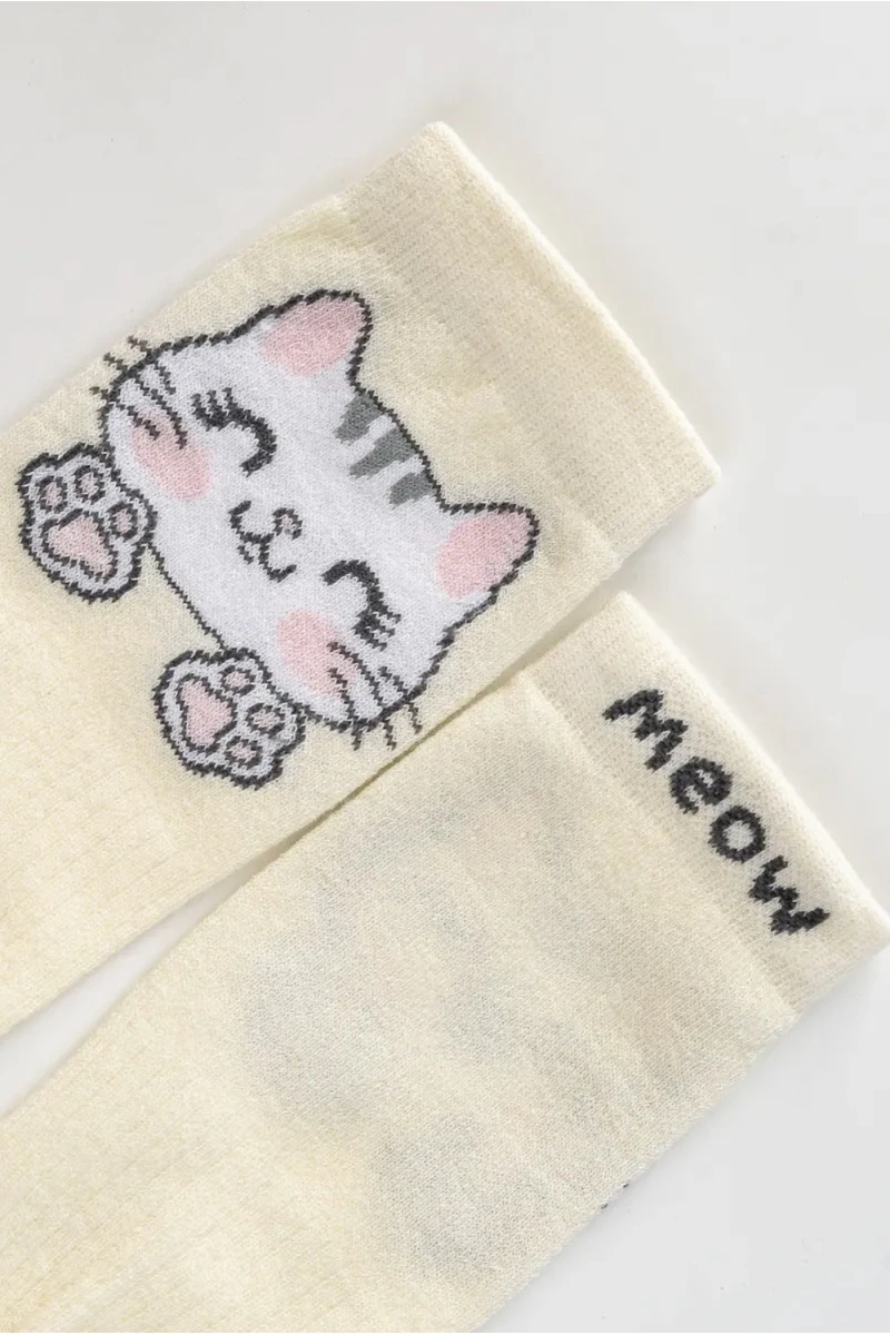 Детские гольфы Мяу (набор 2 пары) (бежевый+экрю)