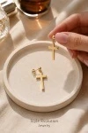 Серьги гвоздики Крест (3см) (сатиновое золото)