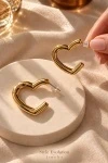 Серьги ультралегкие Сердце-контур (золото)
