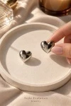 Серьги пусеты ультралегкие Сердце 3d (серебро)