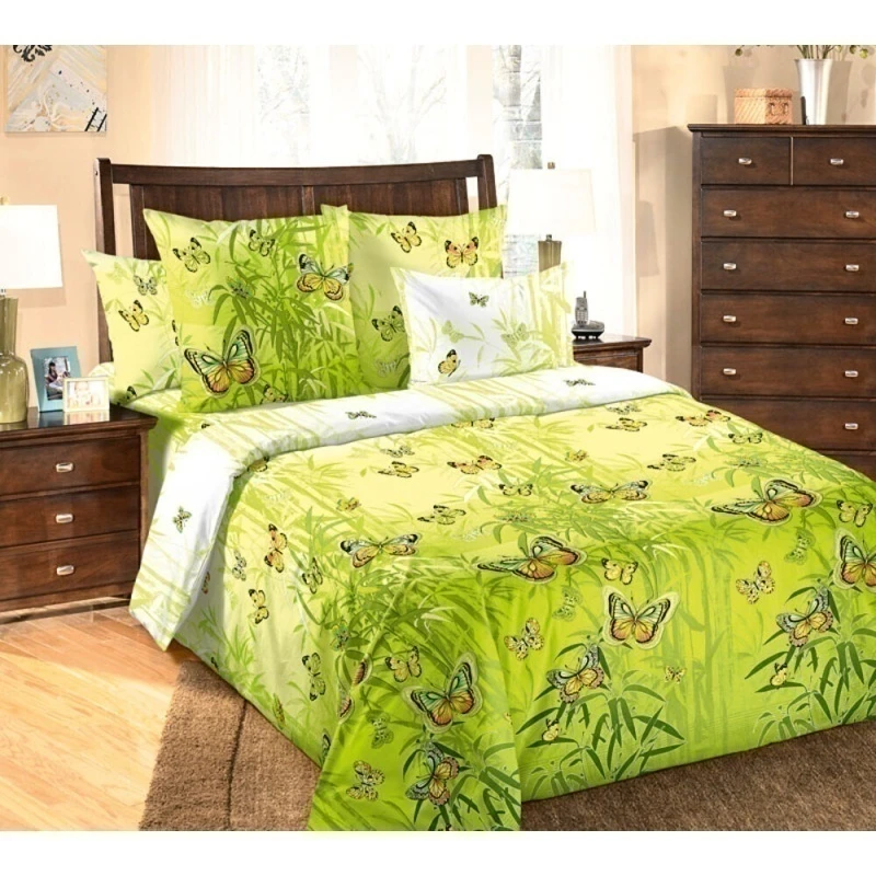 Постельное белье "ТД" 120г/м бязь "Гармония" р. 1.5 сп. арт. 19660/1 зеленый