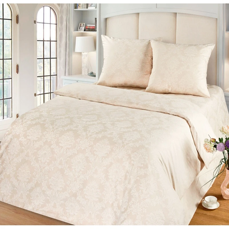 КПБ 4 "МИЛАН" поплин "Жемчуг" бежевый р. Евро арт. 10333/1